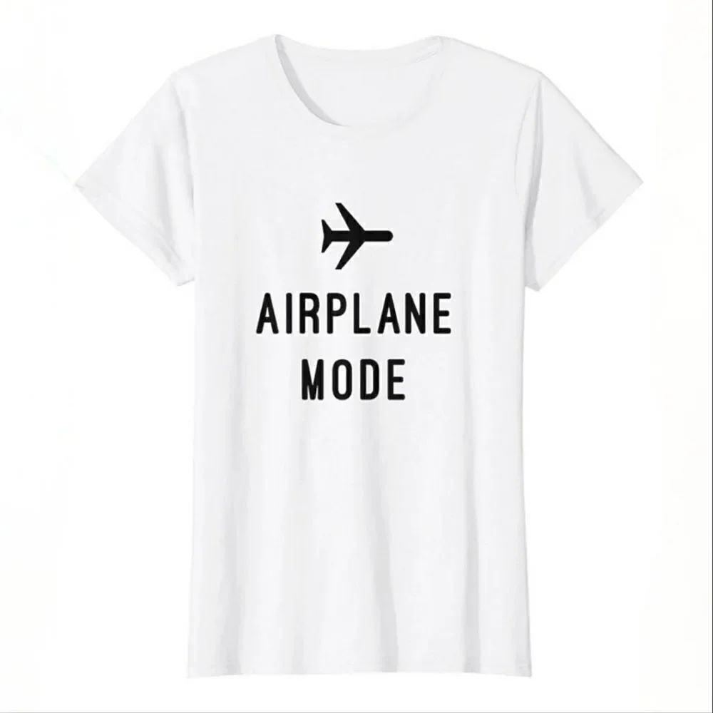Airplane Mode Women's White Crewneck Short Sleeve Tee